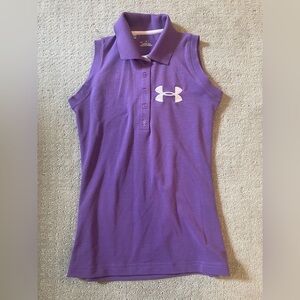 Under armour xs golf polo button down purple white soft knit athletic top